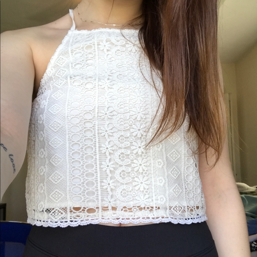 White Lace Crop top